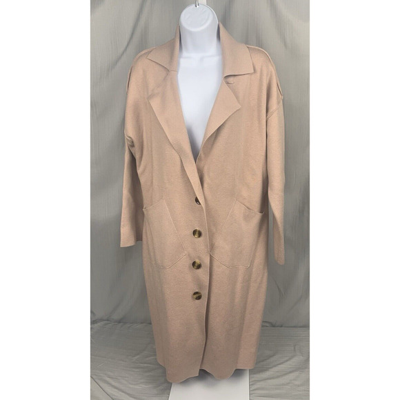 LILLUSORY Long Cardigan Sweaters Woman's Small Oversized, Pink Blush,‎ Buttons - Picture 1 of 16